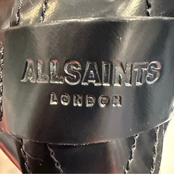 ALLSAINTS INDIGO Lace Up High Heel Combat Boots BLACK PATENT LEATHER US 8 EU 38 - Picture 5 of 15